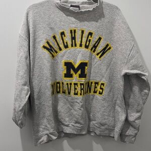 Savvy Gray Michigan Wolverines Men's Crewneck Sweater